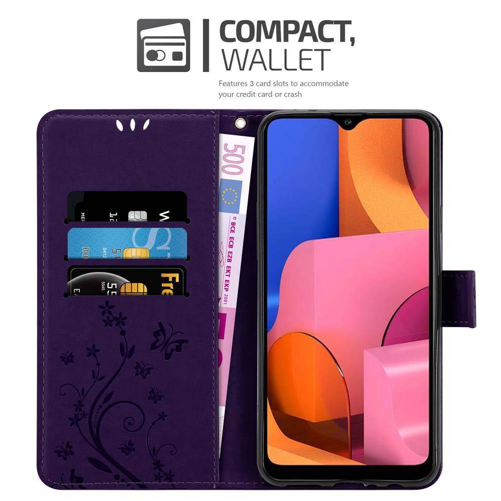 Cadorabo Hülle für Samsung Galaxy A20s Schutz Hülle in Lila Schutzhülle Handy Hülle Etui Case Blumen Flower