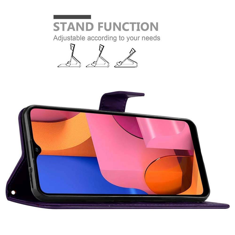 Cadorabo Hülle für Samsung Galaxy A20s Schutz Hülle in Lila Schutzhülle Handy Hülle Etui Case Blumen Flower
