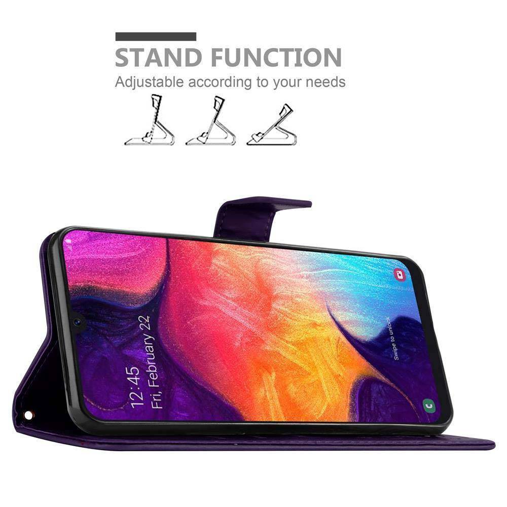 Cadorabo Hülle für Samsung Galaxy A50 4G / A50s / A30s Schutz Hülle in Lila Schutzhülle Handy Hülle Etui Case Blumen