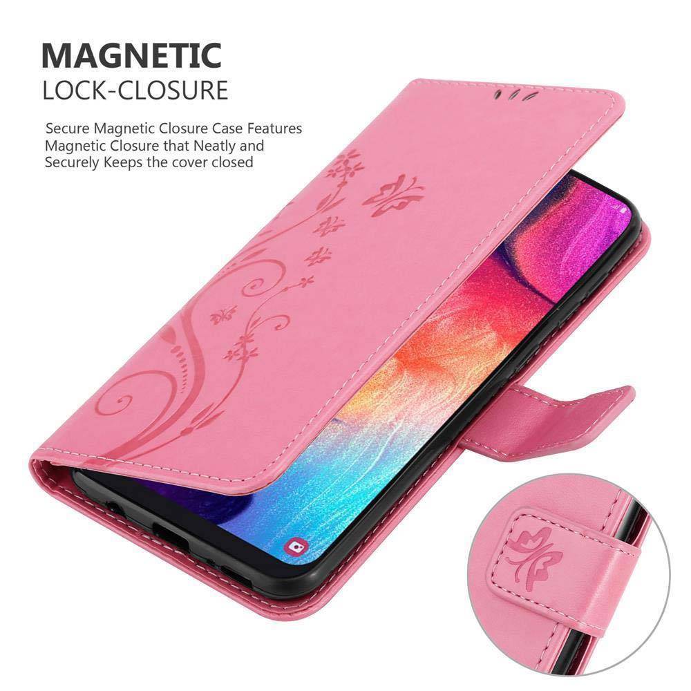 Cadorabo Hülle für Samsung Galaxy A50 4G / A50s / A30s Schutz Hülle in Rosa Schutzhülle Handy Hülle Etui Case Blumen
