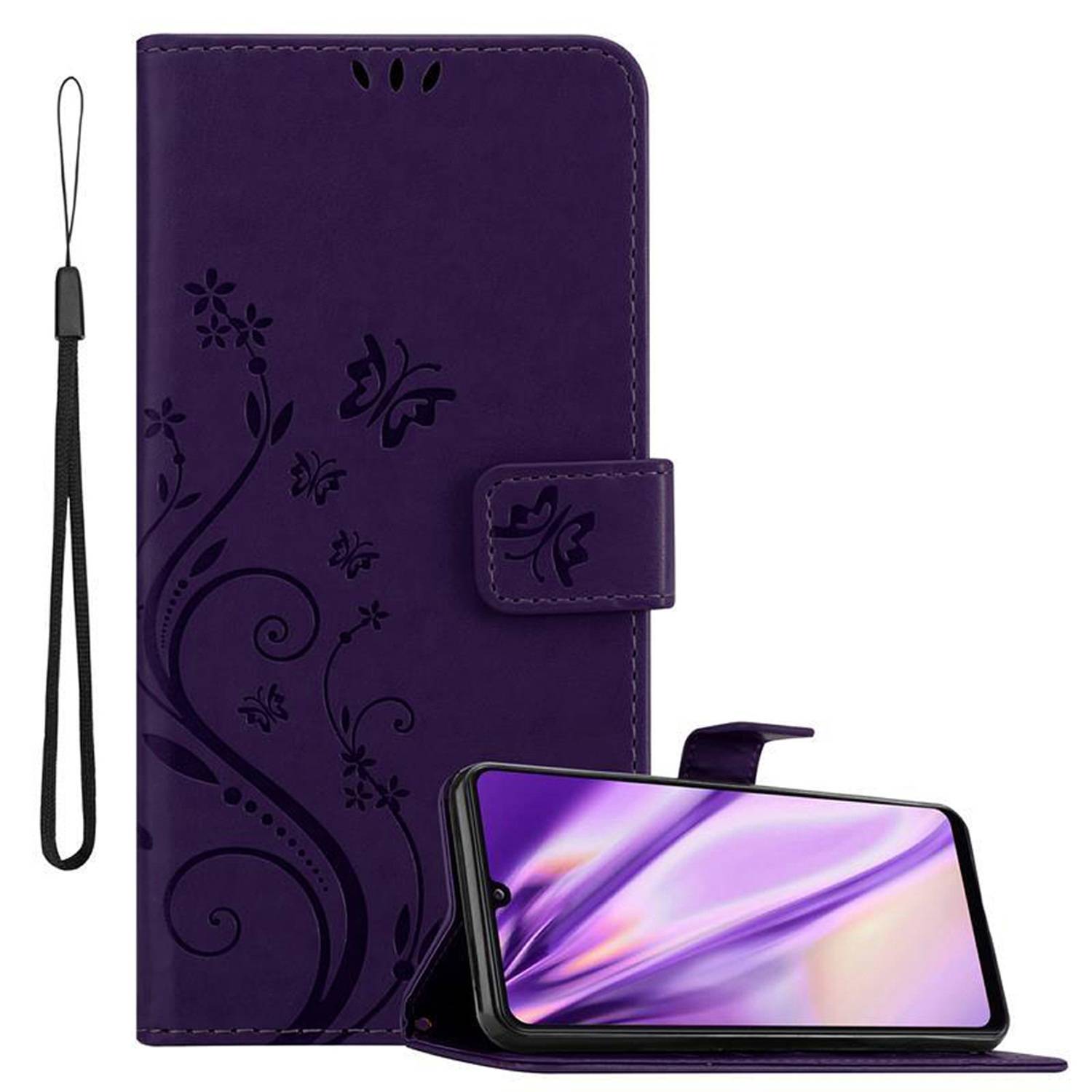 Cadorabo Hülle für Samsung Galaxy A31 Schutz Hülle in Lila Schutzhülle Handy Hülle Etui Case Blumen Flower