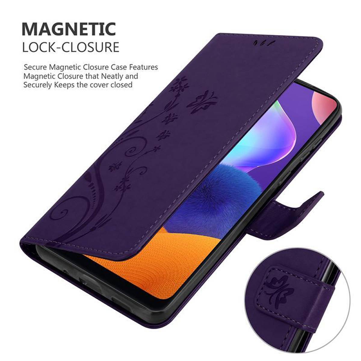 Cadorabo Hülle für Samsung Galaxy A31 Schutz Hülle in Lila Schutzhülle Handy Hülle Etui Case Blumen Flower