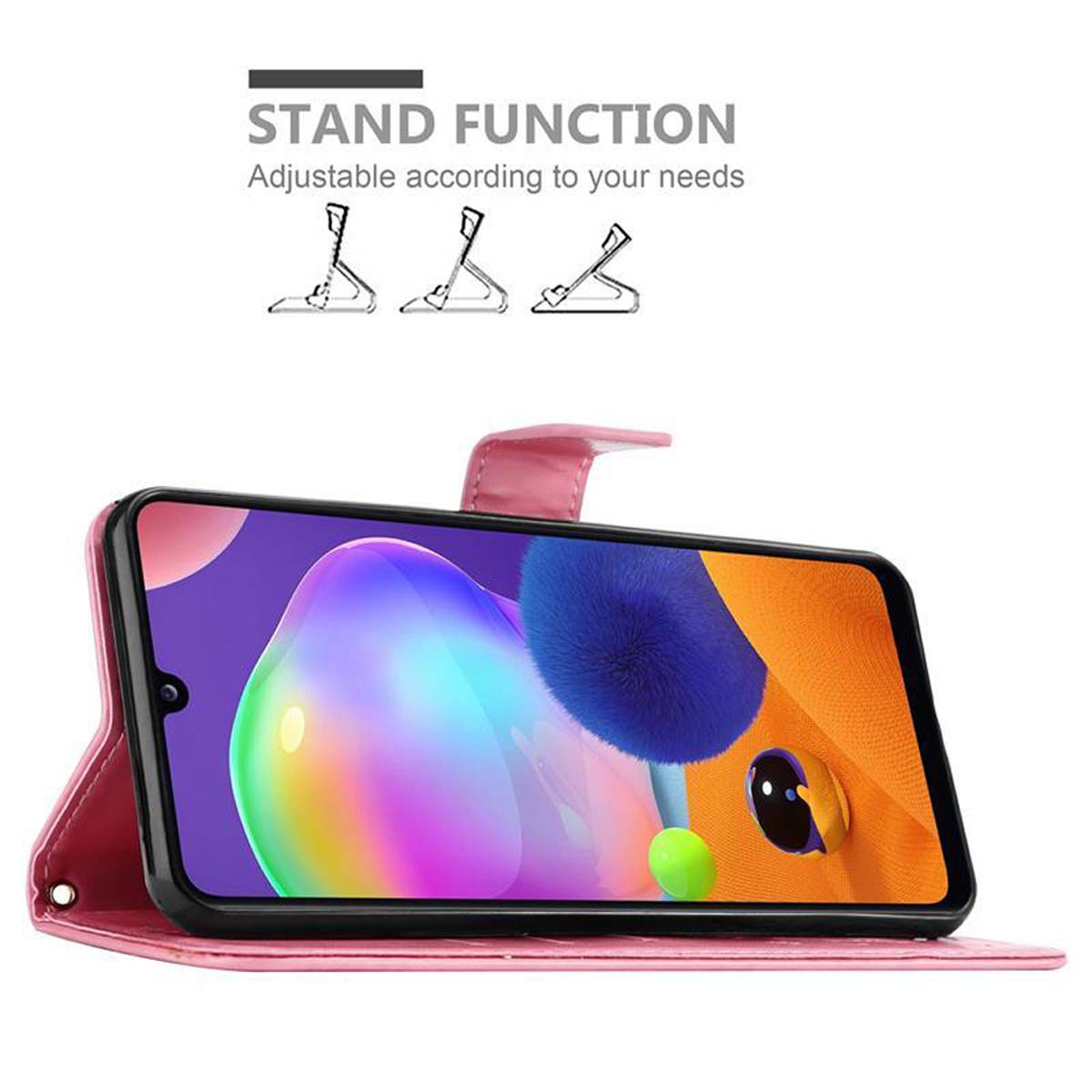 Cadorabo Hülle für Samsung Galaxy A31 Schutz Hülle in Rosa Schutzhülle Handy Hülle Etui Case Blumen Flower