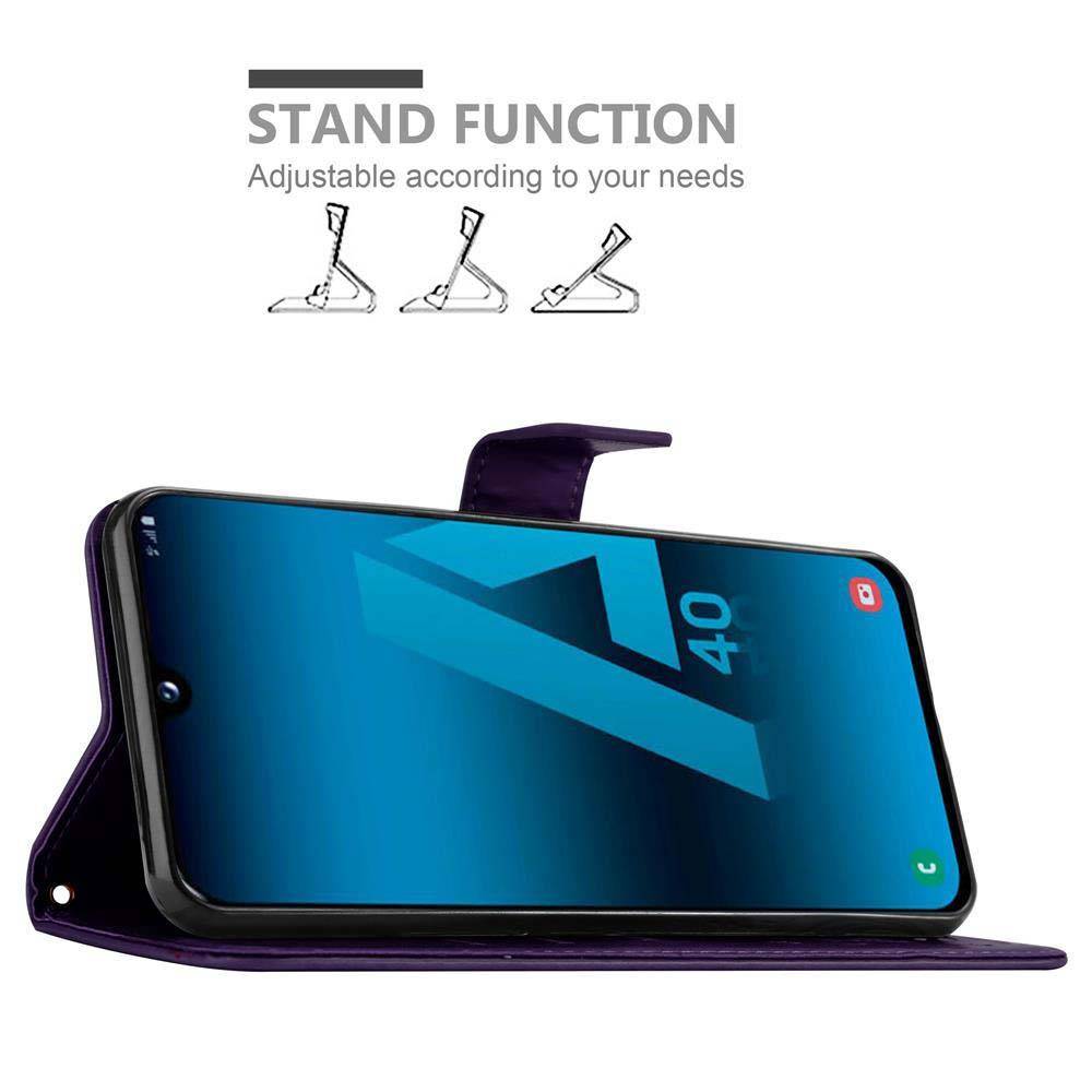 Cadorabo Hülle für Samsung Galaxy A40 Schutz Hülle in Lila Schutzhülle Handy Hülle Etui Case Blumen Flower