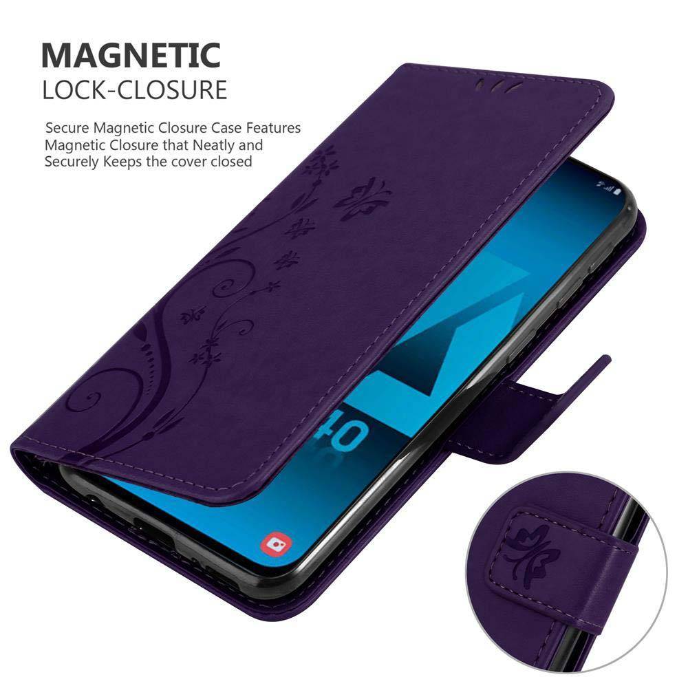 Cadorabo Hülle für Samsung Galaxy A40 Schutz Hülle in Lila Schutzhülle Handy Hülle Etui Case Blumen Flower
