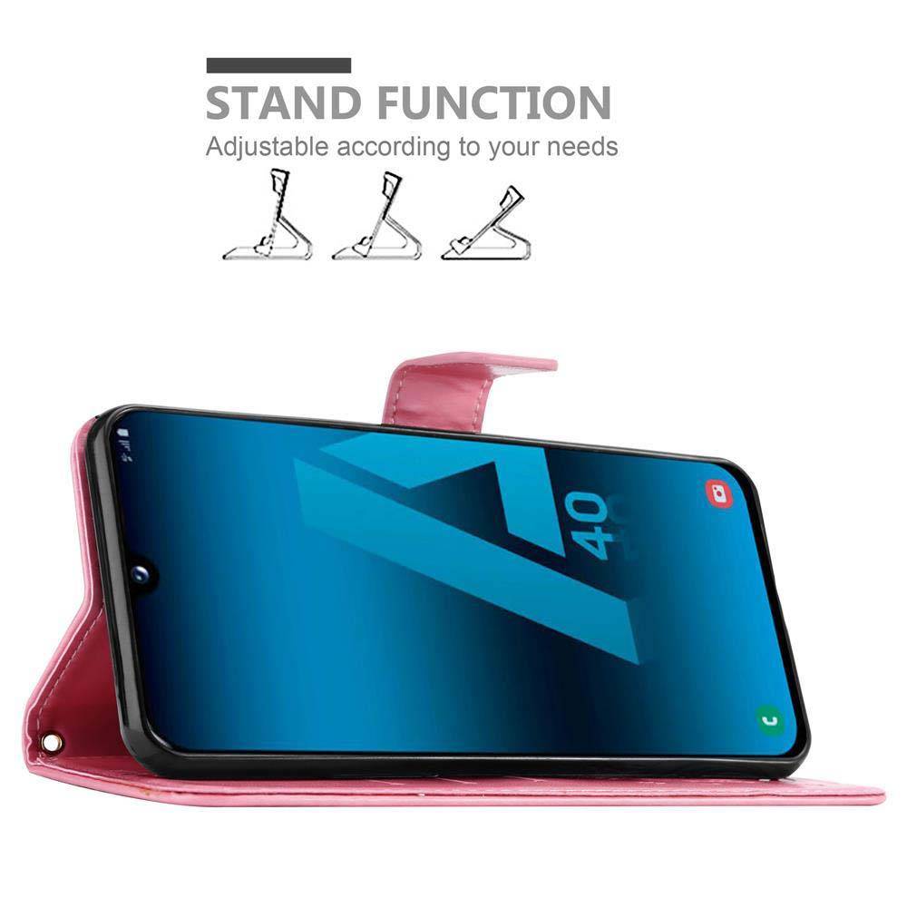 Cadorabo Hülle für Samsung Galaxy A40 Schutz Hülle in Rosa Schutzhülle Handy Hülle Etui Case Blumen Flower