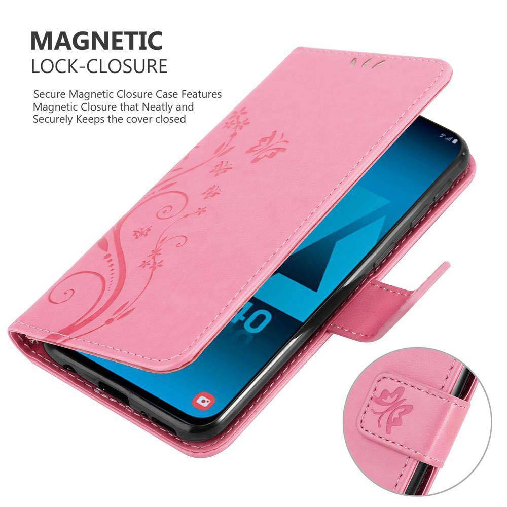 Cadorabo Hülle für Samsung Galaxy A40 Schutz Hülle in Rosa Schutzhülle Handy Hülle Etui Case Blumen Flower