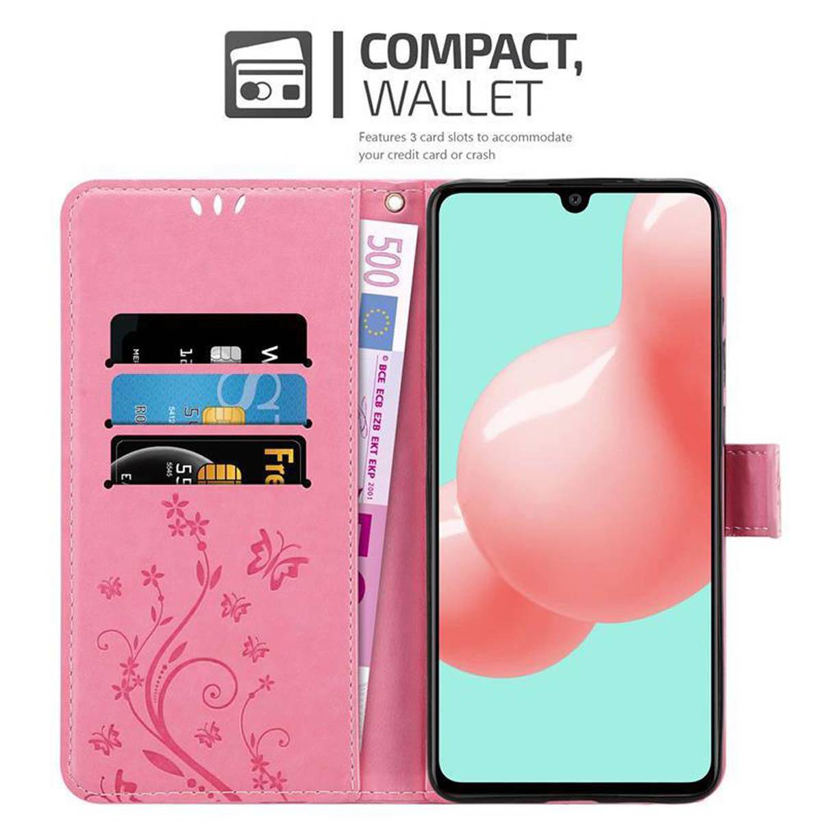 Cadorabo Hülle für Samsung Galaxy A41 Schutz Hülle in Rosa Schutzhülle Handy Hülle Etui Case Blumen Flower