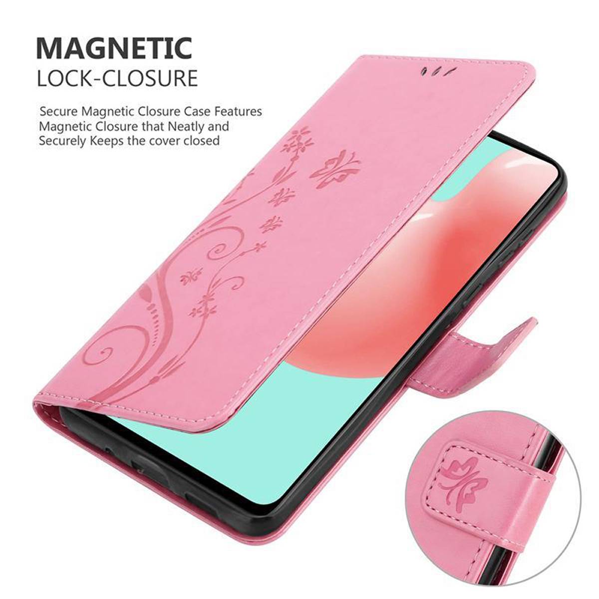 Cadorabo Hülle für Samsung Galaxy A41 Schutz Hülle in Rosa Schutzhülle Handy Hülle Etui Case Blumen Flower