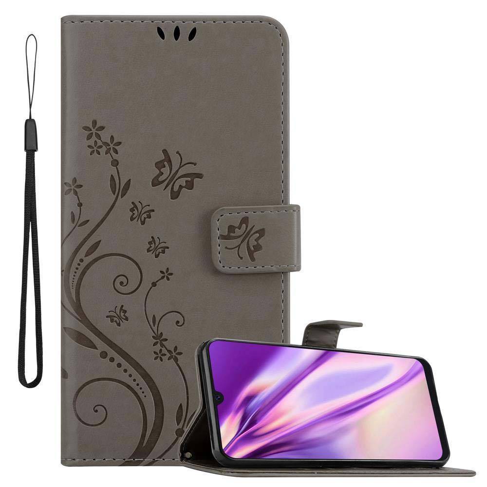 Cadorabo Hülle für Samsung Galaxy A50 4G / A50s / A30s Schutz Hülle in Grau Schutzhülle Handy Hülle Etui Case Blumen