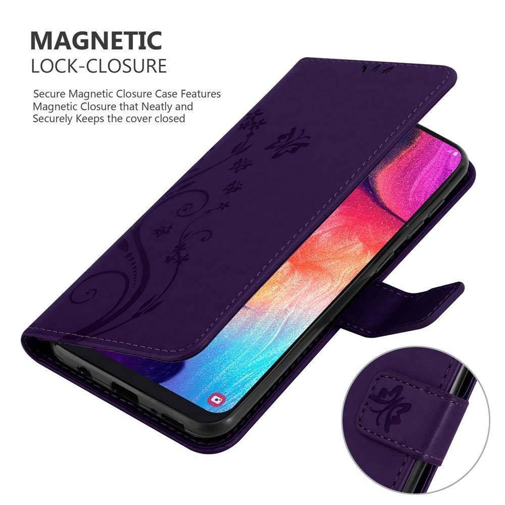 Cadorabo Hülle für Samsung Galaxy A50 4G / A50s / A30s Schutz Hülle in Lila Schutzhülle Handy Hülle Etui Case Blumen