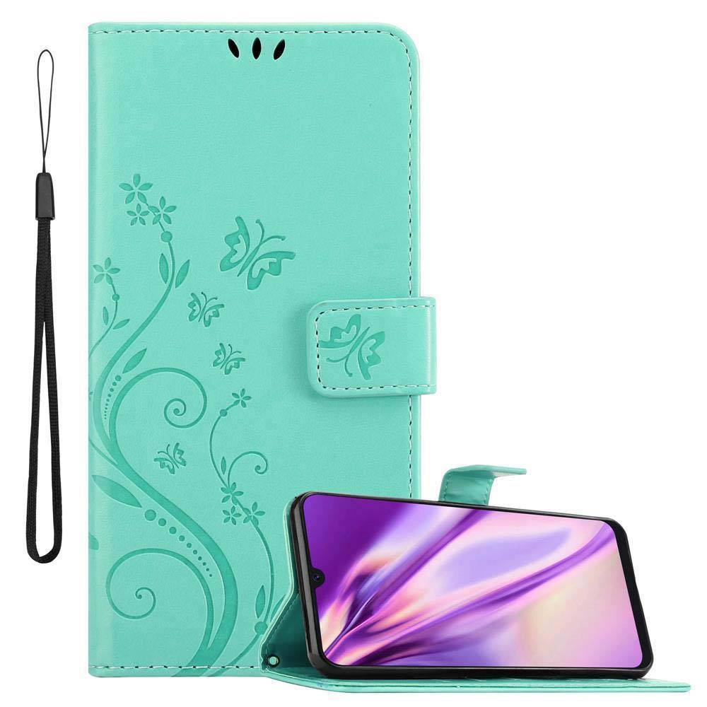 Cadorabo Hülle für Samsung Galaxy A50 4G / A50s / A30s Schutz Hülle in Türkis Schutzhülle Handy Hülle Etui Case Blumen