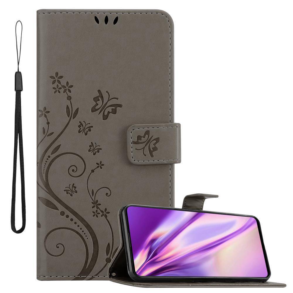 Cadorabo Hülle für Samsung Galaxy A51 4G / M40s Schutz Hülle in Grau Schutzhülle Handy Hülle Etui Case Blumen Flower