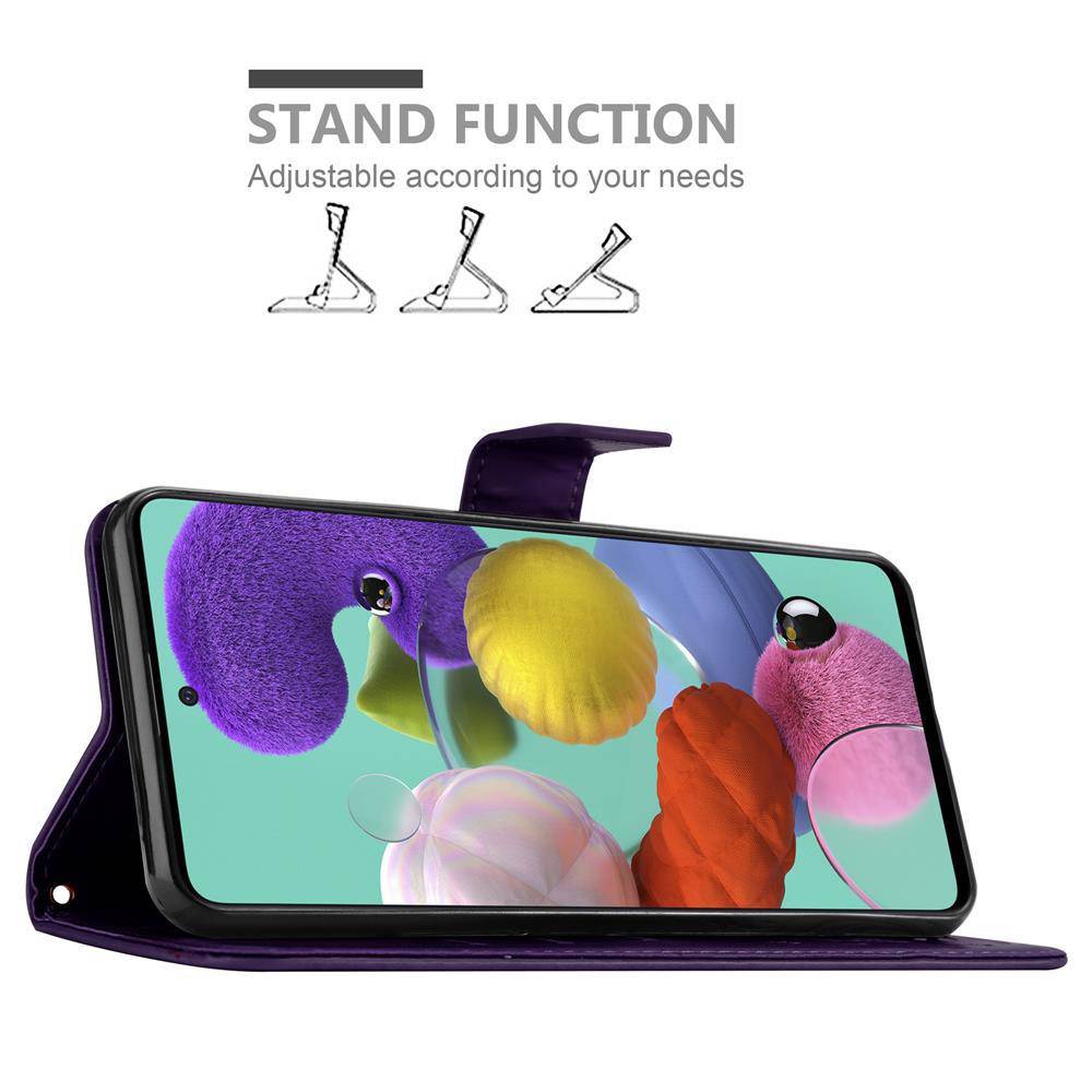 Cadorabo Hülle für Samsung Galaxy A51 4G / M40s Schutz Hülle in Lila Schutzhülle Handy Hülle Etui Case Blumen Flower
