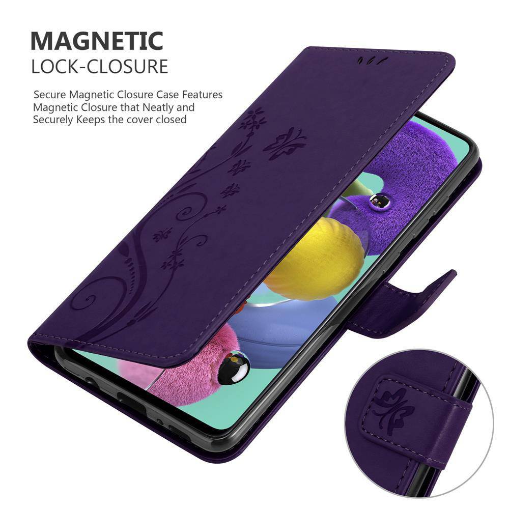 Cadorabo Hülle für Samsung Galaxy A51 4G / M40s Schutz Hülle in Lila Schutzhülle Handy Hülle Etui Case Blumen Flower