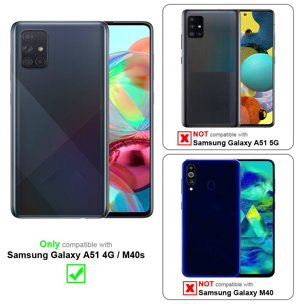 Cadorabo Hülle für Samsung Galaxy A51 4G / M40s Schutz Hülle in Blau Schutzhülle Handy Hülle Etui Case Blumen Flower