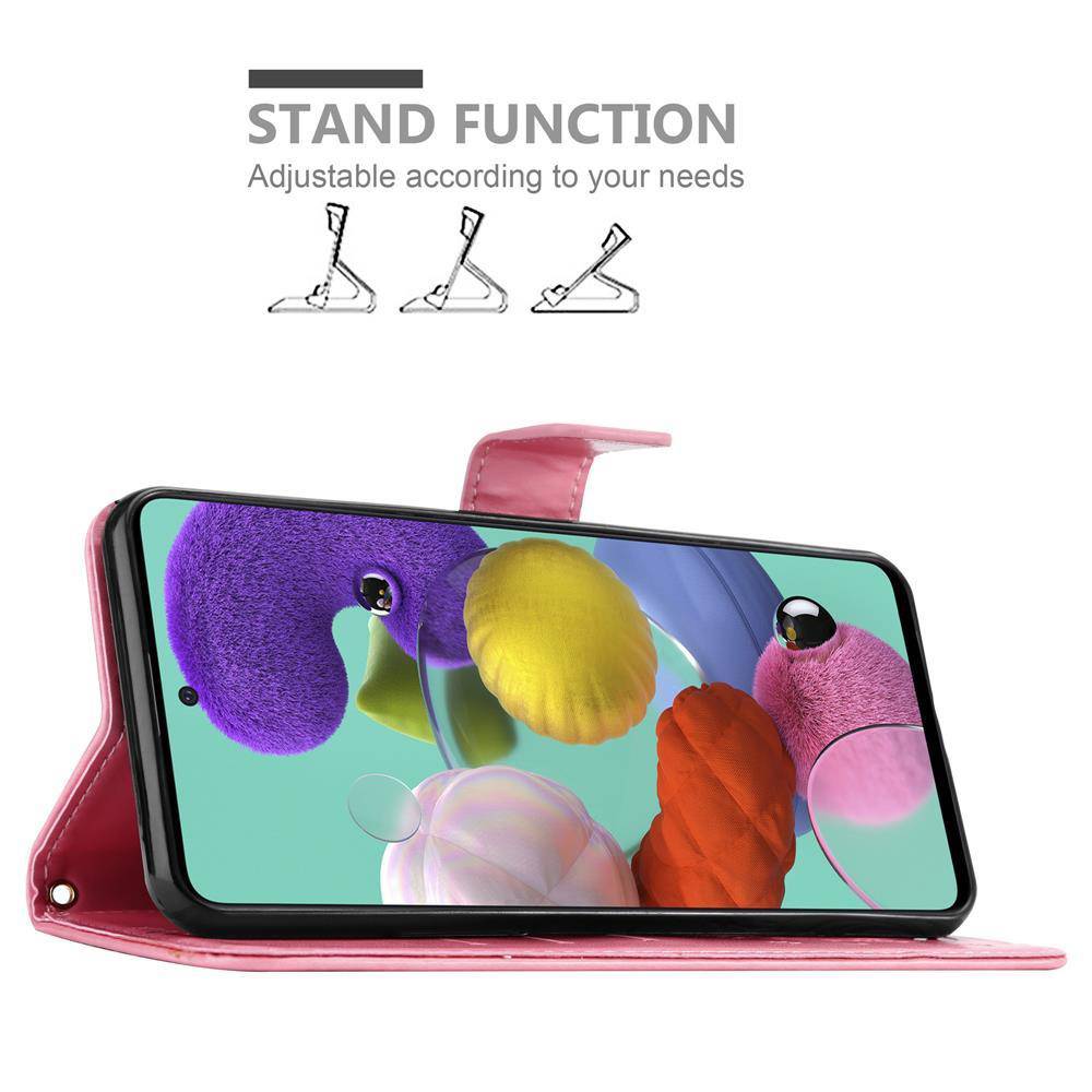 Cadorabo Hülle für Samsung Galaxy A51 4G / M40s Schutz Hülle in Rosa Schutzhülle Handy Hülle Etui Case Blumen Flower