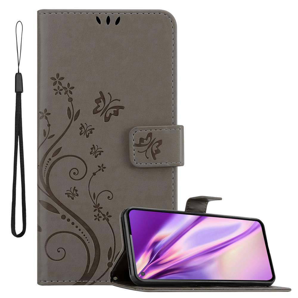 Cadorabo Hülle für Samsung Galaxy A60 / M40 Schutz Hülle in Grau Schutzhülle Handy Hülle Etui Case Blumen Flower