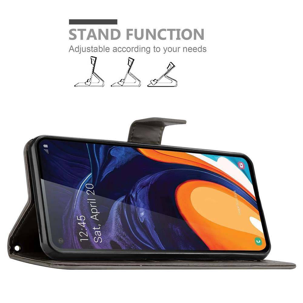 Cadorabo Hülle für Samsung Galaxy A60 / M40 Schutz Hülle in Grau Schutzhülle Handy Hülle Etui Case Blumen Flower