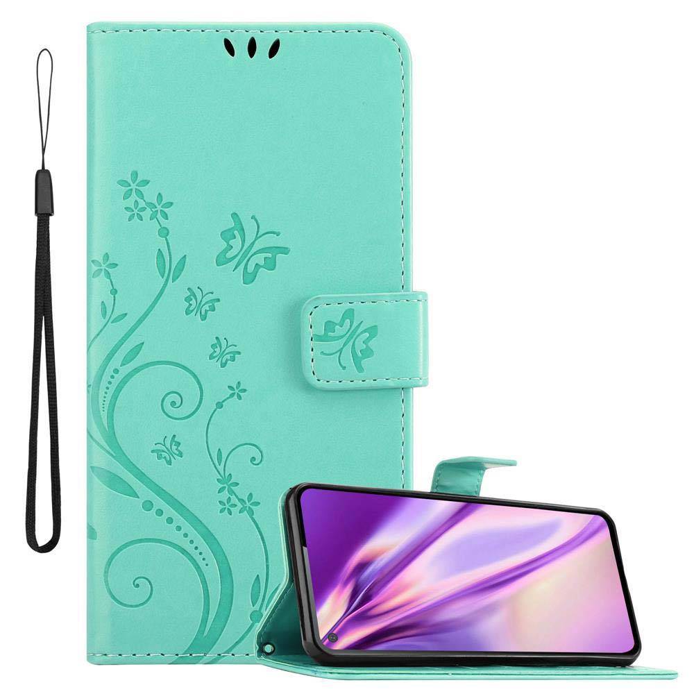 Cadorabo Hülle für Samsung Galaxy A60 / M40 Schutz Hülle in Türkis Schutzhülle Handy Hülle Etui Case Blumen Flower