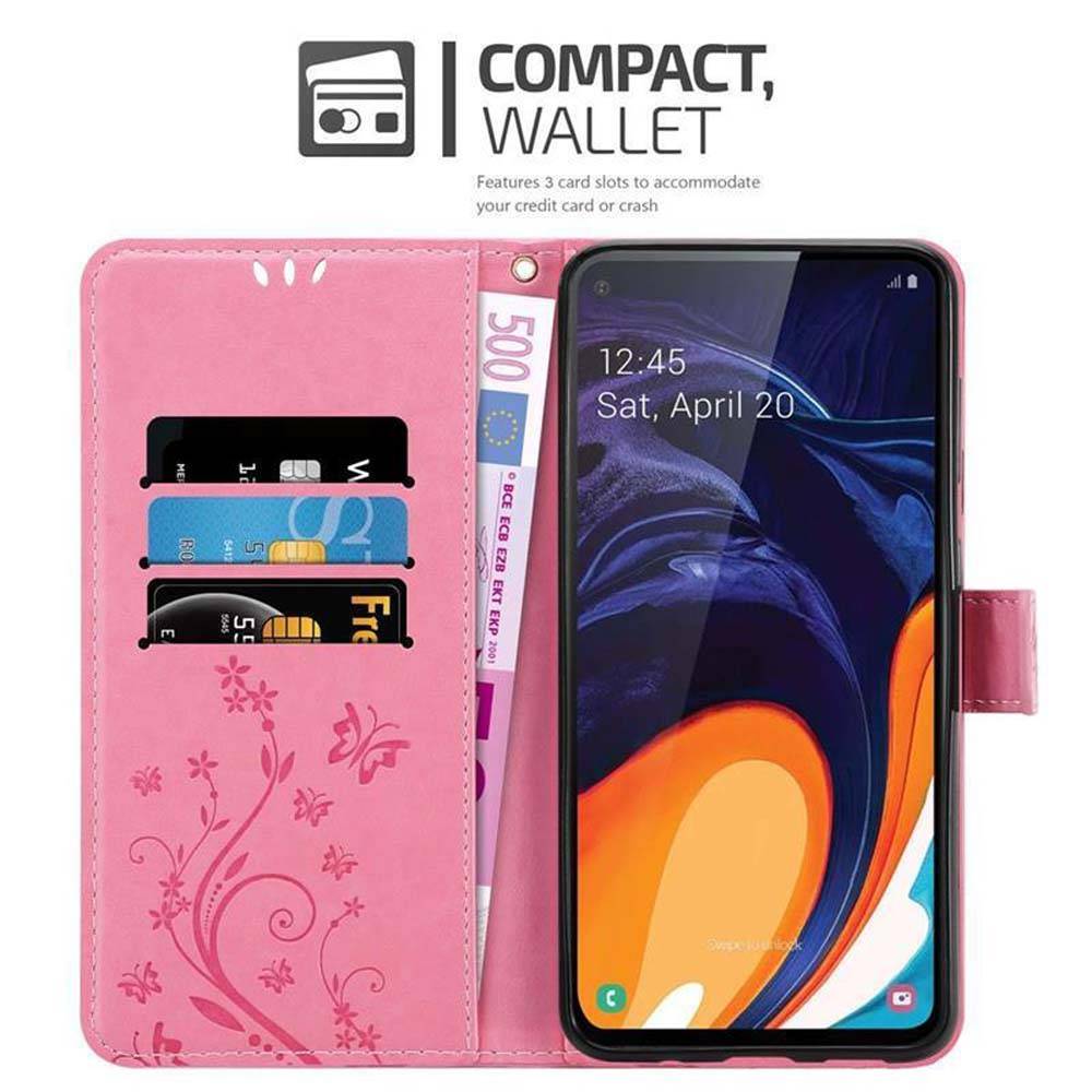 Cadorabo Hülle für Samsung Galaxy A60 / M40 Schutz Hülle in Rosa Schutzhülle Handy Hülle Etui Case Blumen Flower