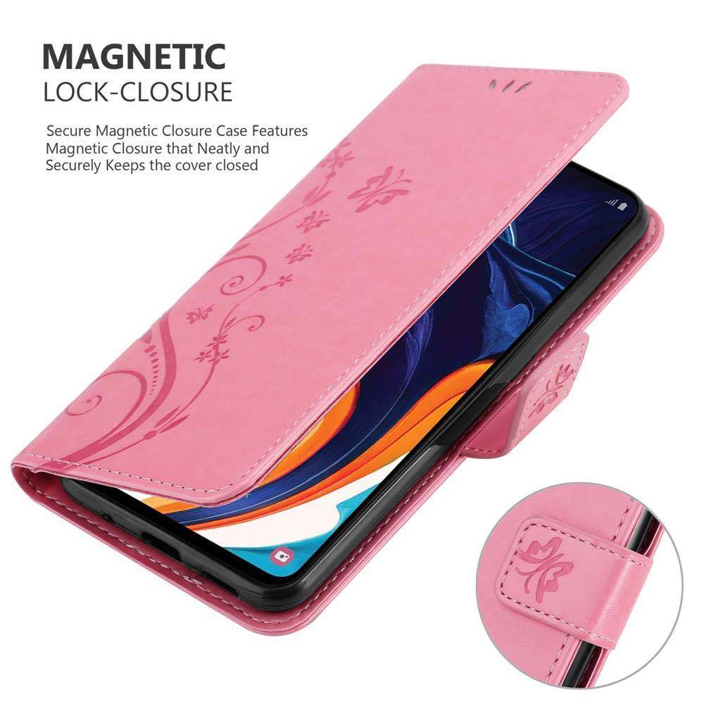 Cadorabo Hülle für Samsung Galaxy A60 / M40 Schutz Hülle in Rosa Schutzhülle Handy Hülle Etui Case Blumen Flower