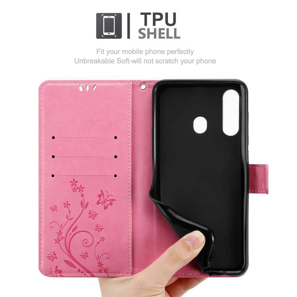 Cadorabo Hülle für Samsung Galaxy A60 / M40 Schutz Hülle in Rosa Schutzhülle Handy Hülle Etui Case Blumen Flower
