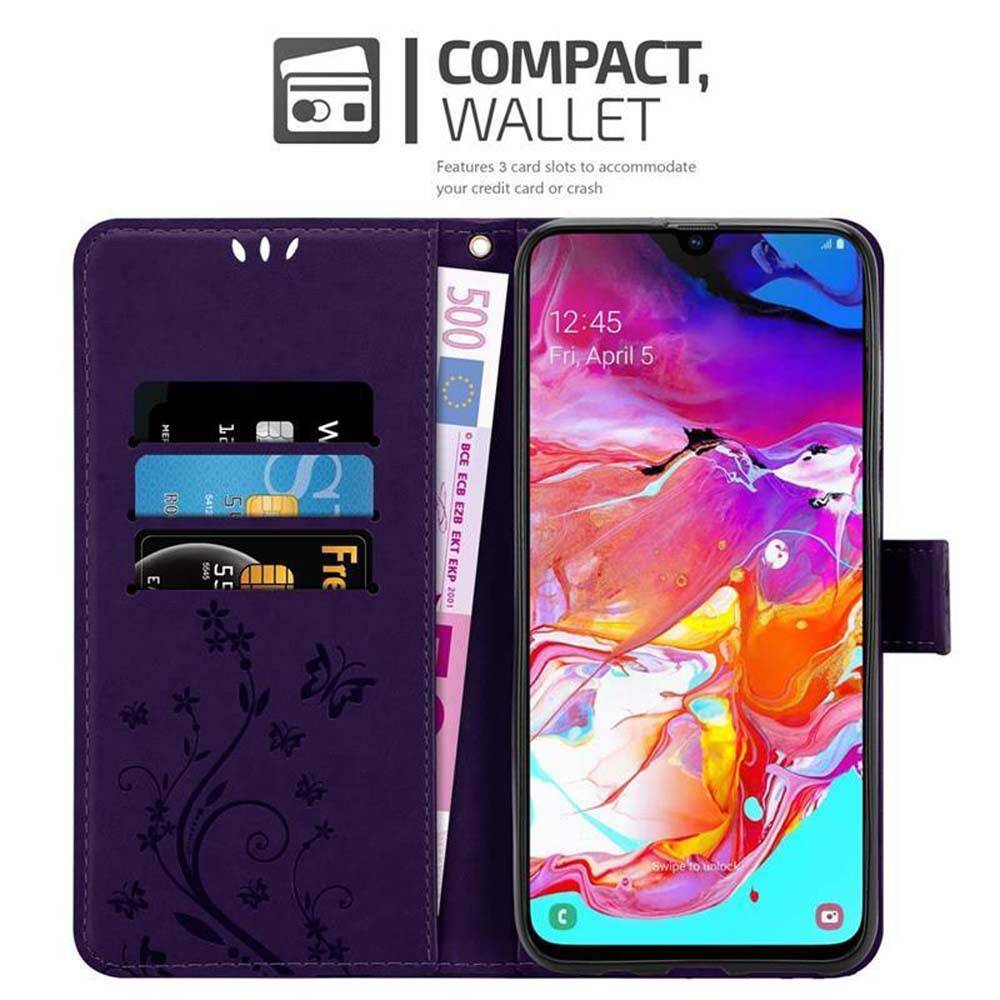 Cadorabo Hülle für Samsung Galaxy A70 / A70s Schutz Hülle in Lila Schutzhülle Handy Hülle Etui Case Blumen Flower