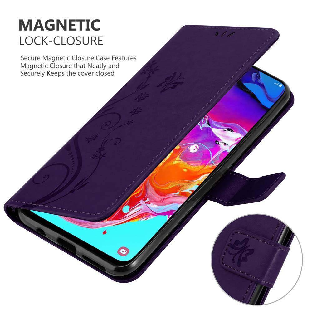 Cadorabo Hülle für Samsung Galaxy A70 / A70s Schutz Hülle in Lila Schutzhülle Handy Hülle Etui Case Blumen Flower