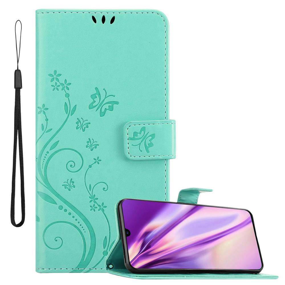Cadorabo Hülle für Samsung Galaxy A70 / A70s Schutz Hülle in Türkis Schutzhülle Handy Hülle Etui Case Blumen Flower