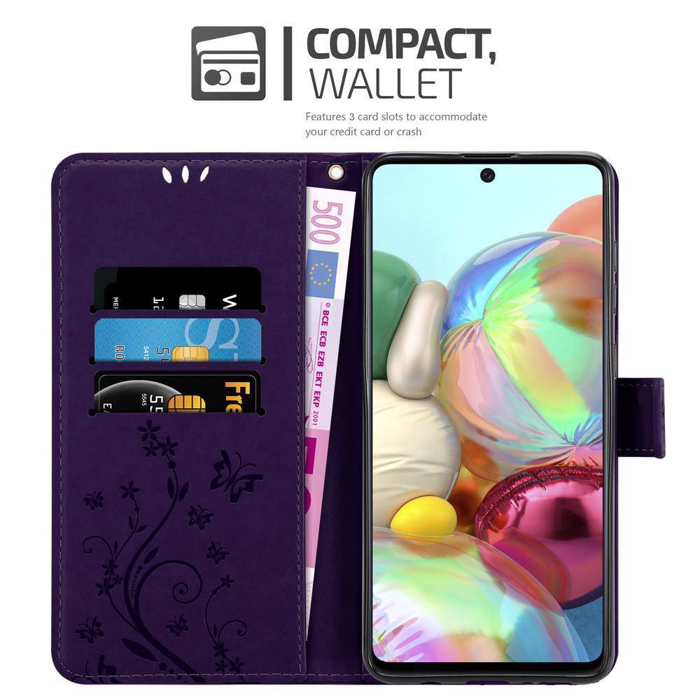 Cadorabo Hülle für Samsung Galaxy A71 4G Schutz Hülle in Lila Schutzhülle Handy Hülle Etui Case Blumen Flower