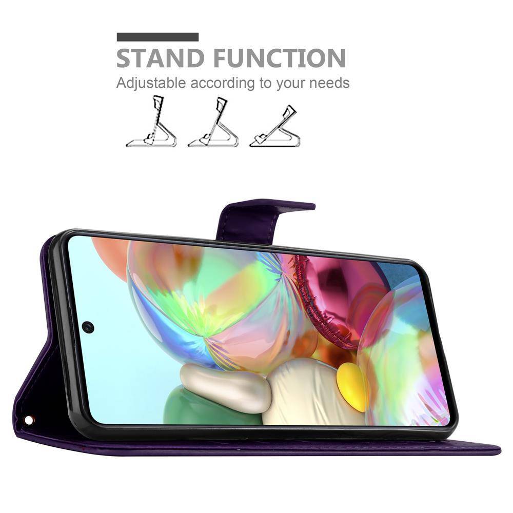 Cadorabo Hülle für Samsung Galaxy A71 4G Schutz Hülle in Lila Schutzhülle Handy Hülle Etui Case Blumen Flower