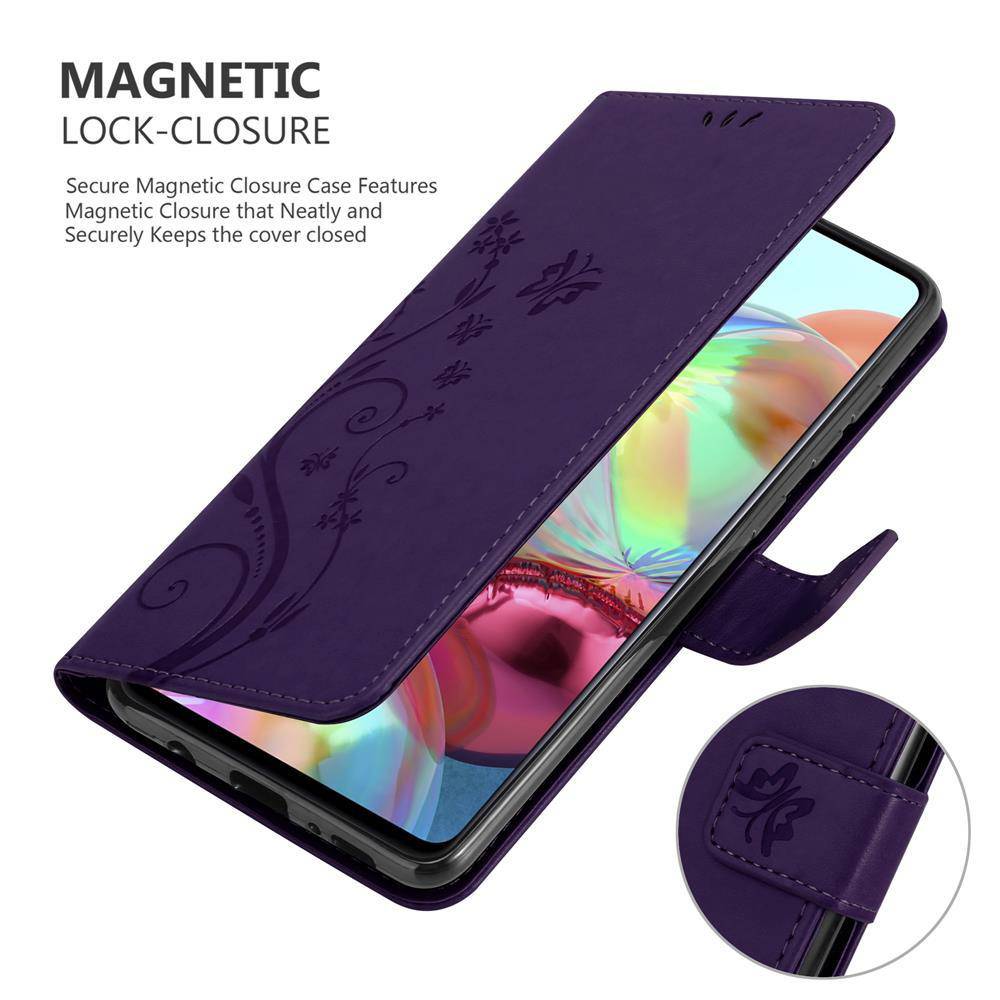 Cadorabo Hülle für Samsung Galaxy A71 4G Schutz Hülle in Lila Schutzhülle Handy Hülle Etui Case Blumen Flower