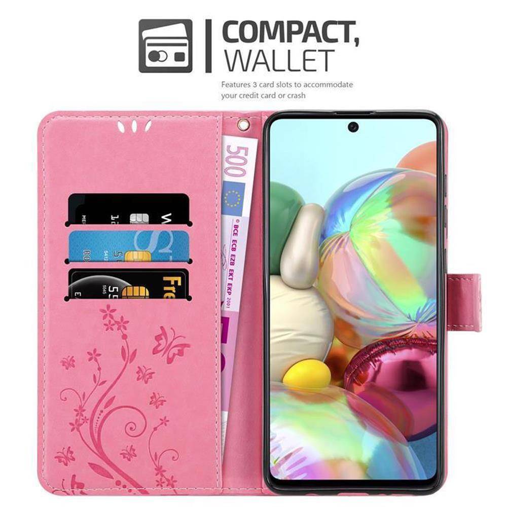 Cadorabo Hülle für Samsung Galaxy A71 4G Schutz Hülle in Rosa Schutzhülle Handy Hülle Etui Case Blumen Flower