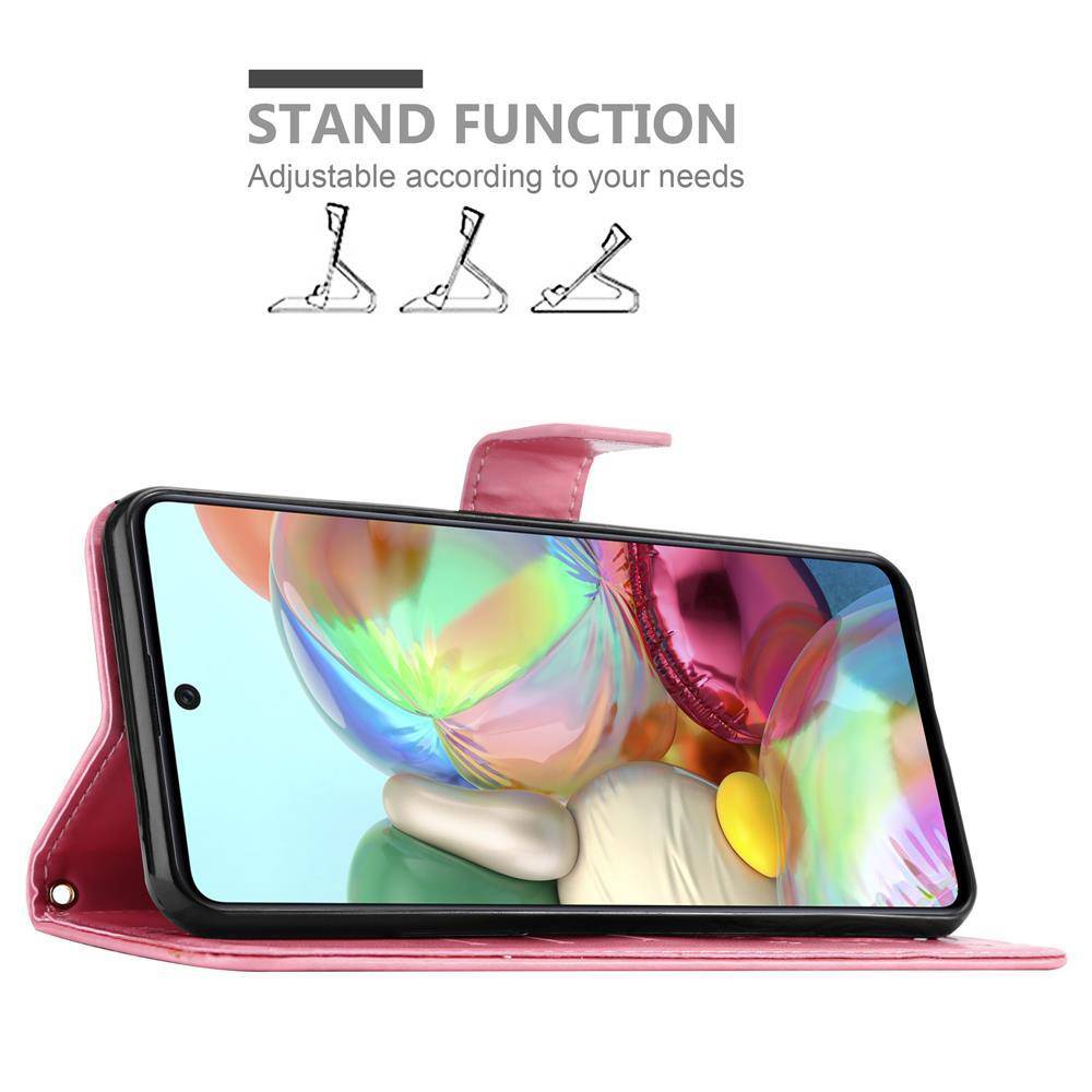 Cadorabo Hülle für Samsung Galaxy A71 4G Schutz Hülle in Rosa Schutzhülle Handy Hülle Etui Case Blumen Flower