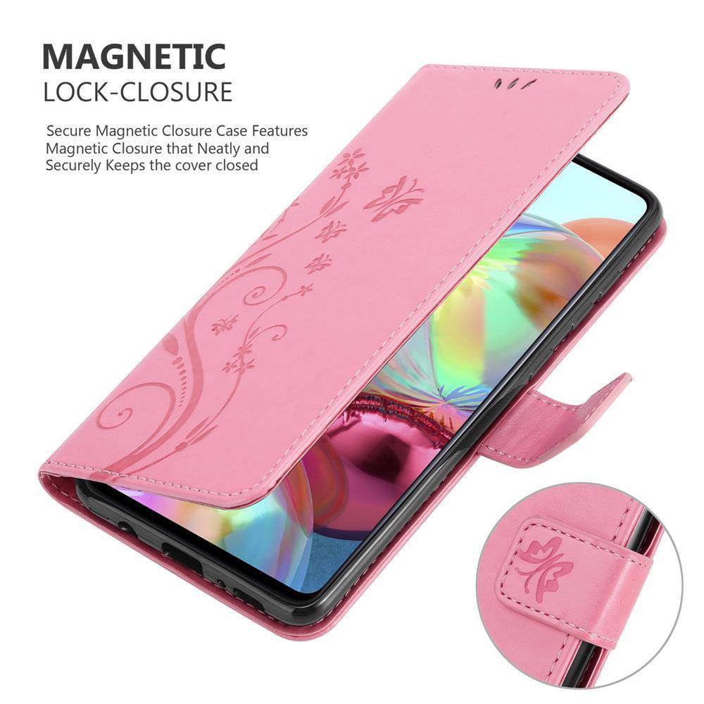 Cadorabo Hülle für Samsung Galaxy A71 4G Schutz Hülle in Rosa Schutzhülle Handy Hülle Etui Case Blumen Flower