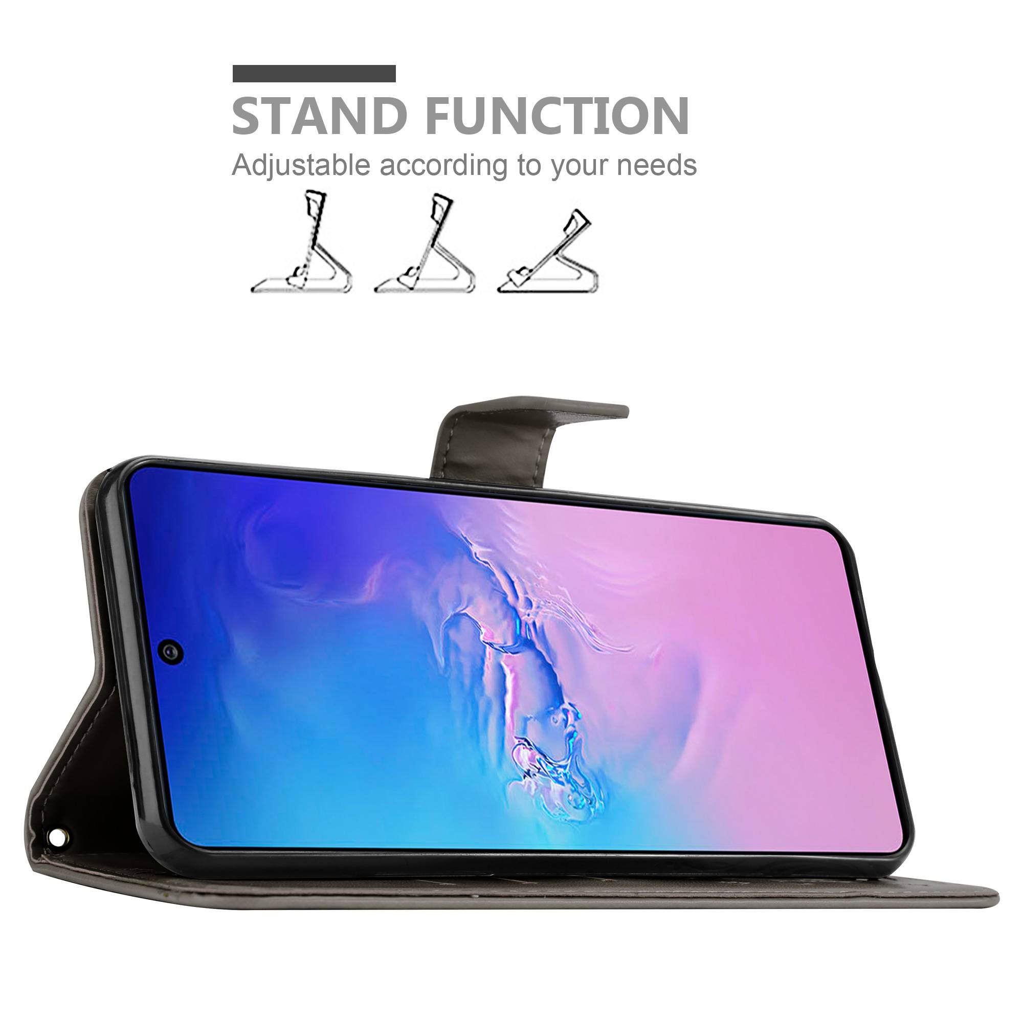 Cadorabo Hülle für Samsung Galaxy A91 / S10 LITE / M80s Schutz Hülle in Grau Schutzhülle Handy Hülle Etui Case Blumen