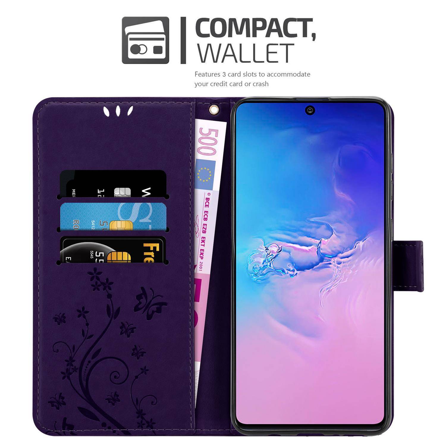 Cadorabo Hülle für Samsung Galaxy A91 / S10 LITE / M80s Schutz Hülle in Lila Schutzhülle Handy Hülle Etui Case Blumen