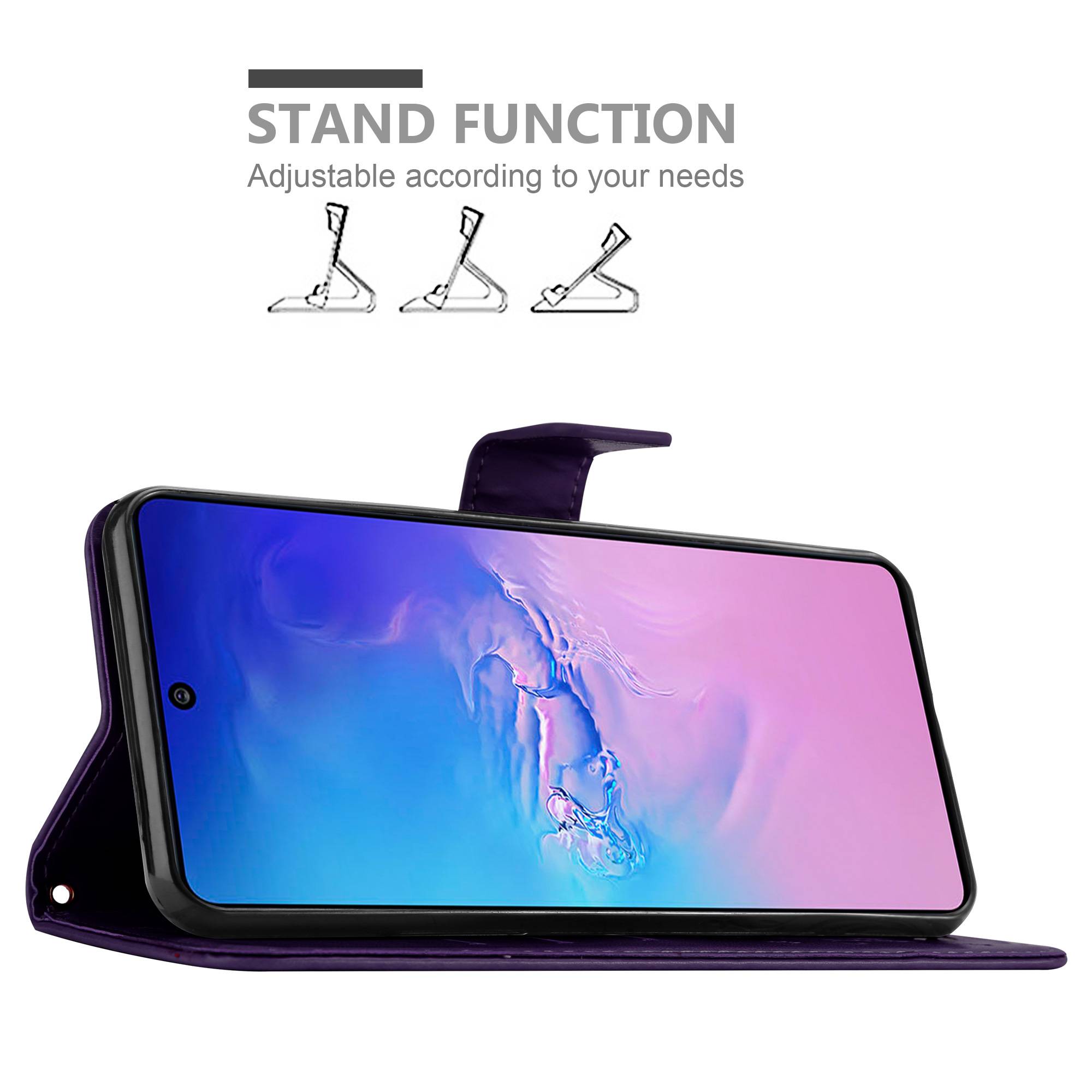 Cadorabo Hülle für Samsung Galaxy A91 / S10 LITE / M80s Schutz Hülle in Lila Schutzhülle Handy Hülle Etui Case Blumen