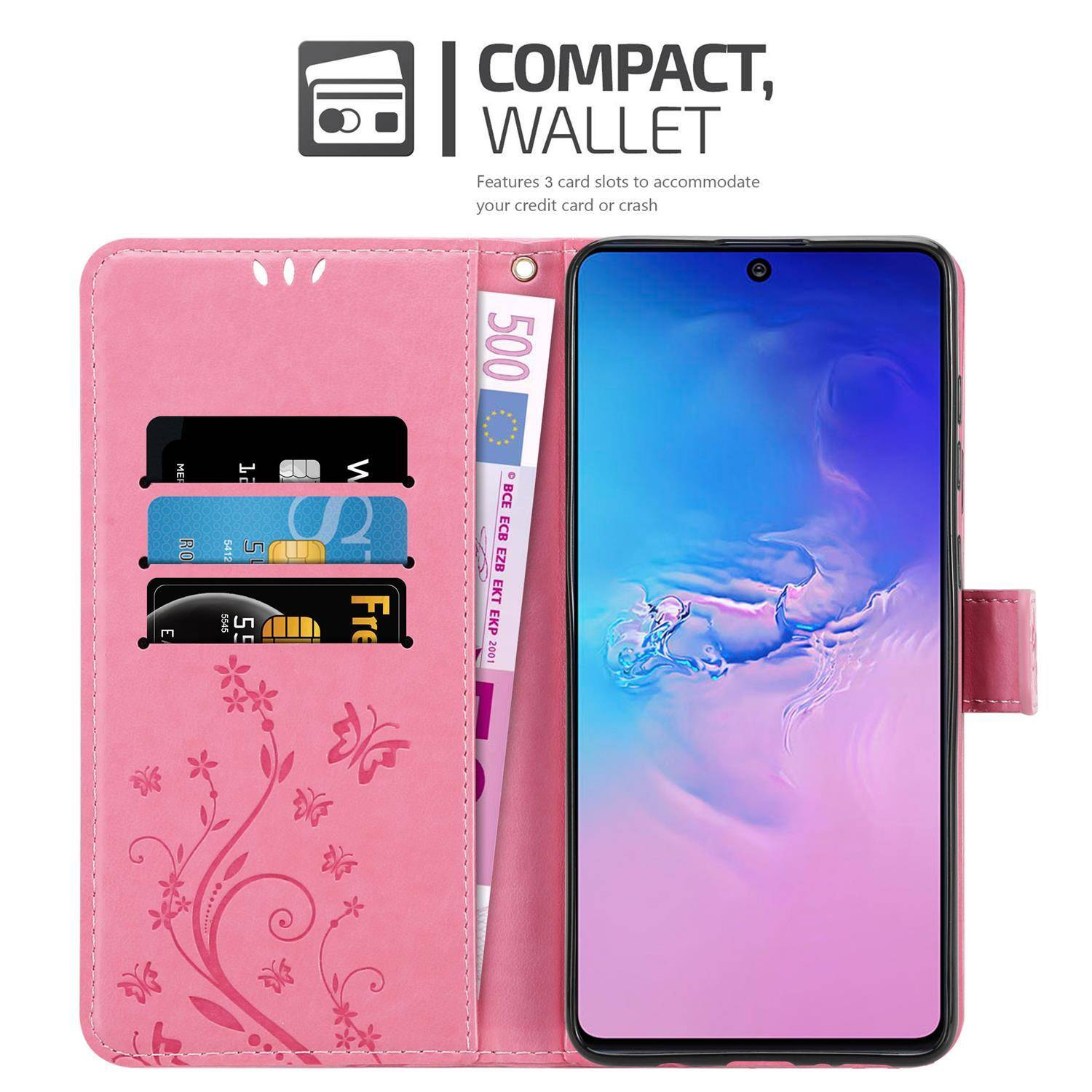 Cadorabo Hülle für Samsung Galaxy A91 / S10 LITE / M80s Schutz Hülle in Rosa Schutzhülle Handy Hülle Etui Case Blumen