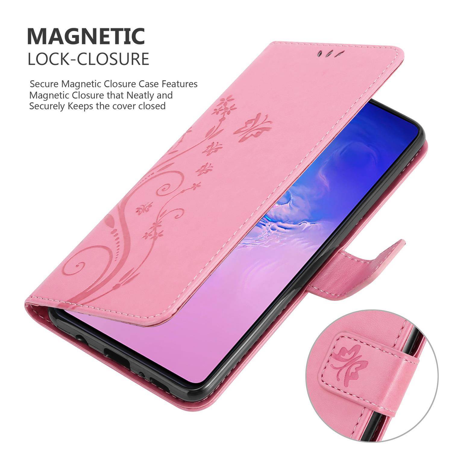 Cadorabo Hülle für Samsung Galaxy A91 / S10 LITE / M80s Schutz Hülle in Rosa Schutzhülle Handy Hülle Etui Case Blumen
