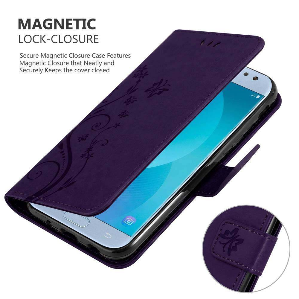 Cadorabo Hülle für Samsung Galaxy J5 2017 Schutz Hülle in Lila Schutzhülle Handy Hülle Etui Case Blumen Flower