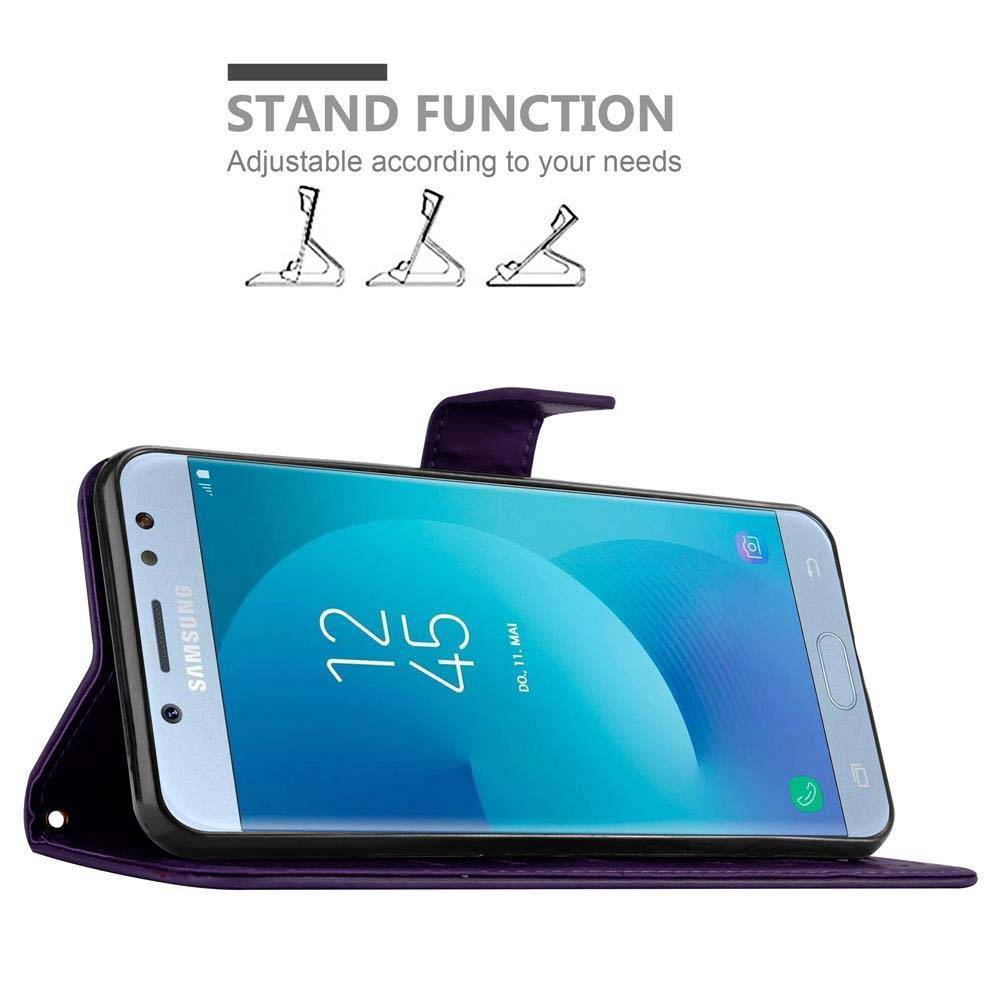 Cadorabo Hülle für Samsung Galaxy J5 2017 Schutz Hülle in Lila Schutzhülle Handy Hülle Etui Case Blumen Flower