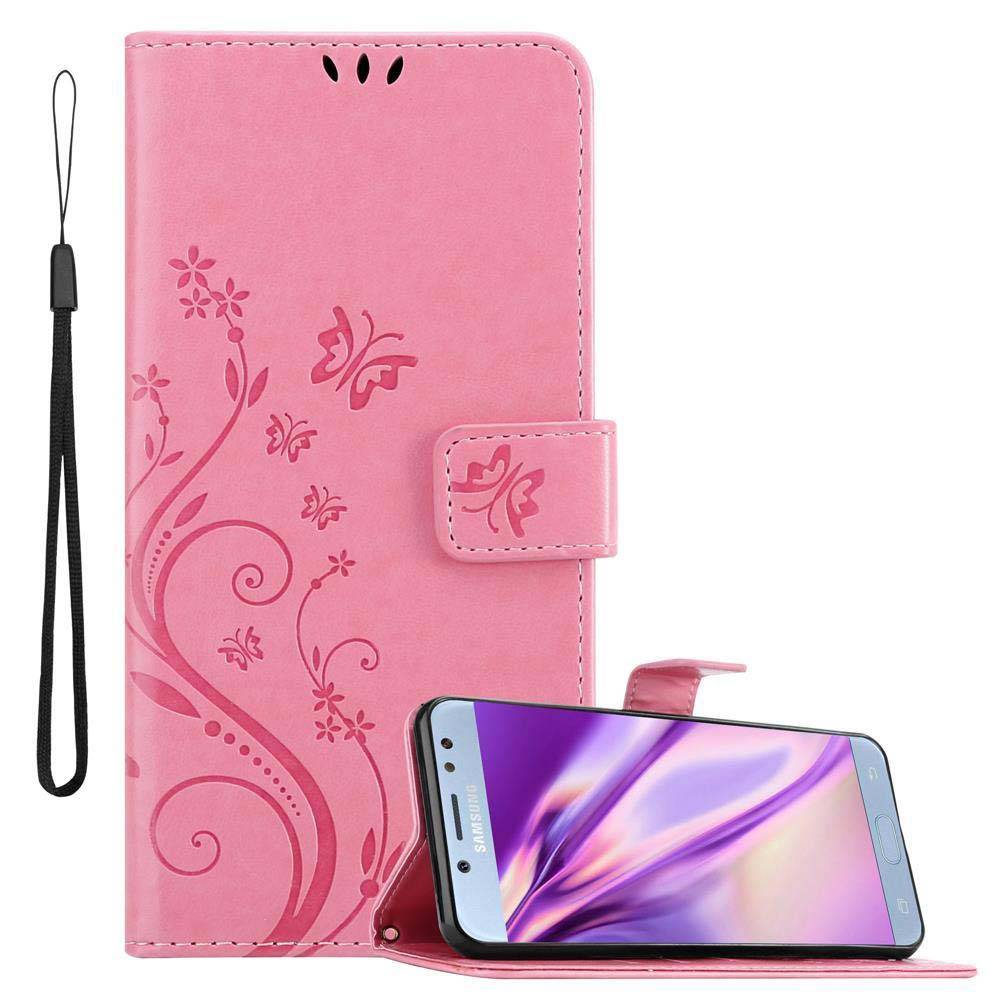 Cadorabo Hülle für Samsung Galaxy J5 2017 Schutz Hülle in Rosa Schutzhülle Handy Hülle Etui Case Blumen Flower