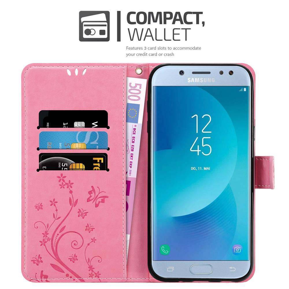 Cadorabo Hülle für Samsung Galaxy J5 2017 Schutz Hülle in Rosa Schutzhülle Handy Hülle Etui Case Blumen Flower