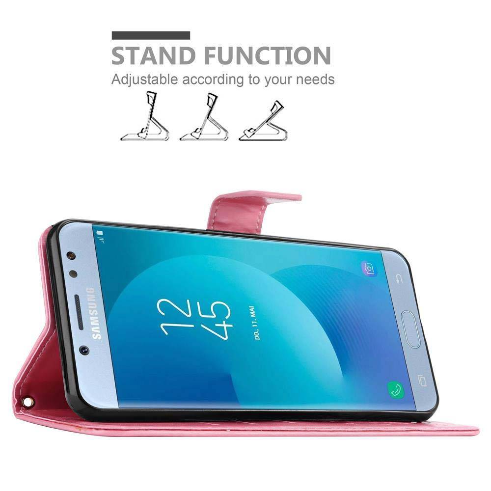 Cadorabo Hülle für Samsung Galaxy J5 2017 Schutz Hülle in Rosa Schutzhülle Handy Hülle Etui Case Blumen Flower