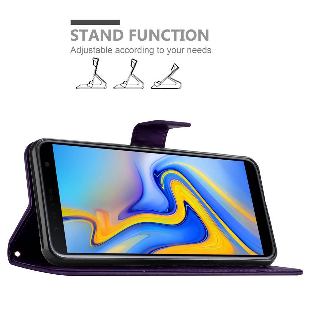 Cadorabo Hülle für Samsung Galaxy J6 PLUS Schutz Hülle in Lila Schutzhülle Handy Hülle Etui Case Blumen Flower