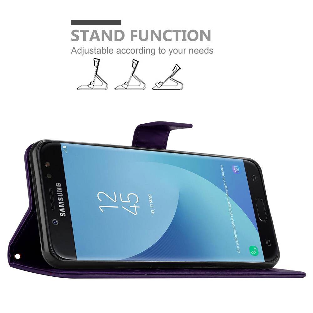 Cadorabo Hülle für Samsung Galaxy J7 2018 Schutz Hülle in Lila Schutzhülle Handy Hülle Etui Case Blumen Flower