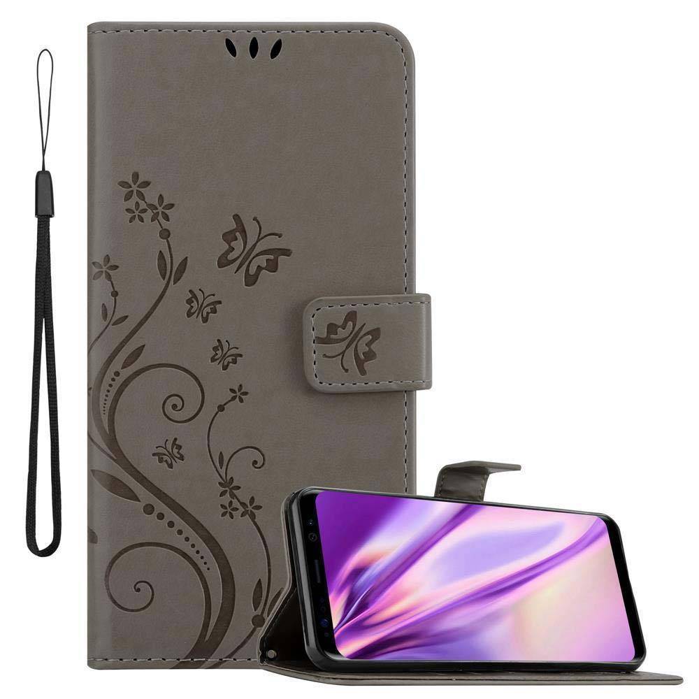 Cadorabo Hülle für Samsung Galaxy S8 Schutz Hülle in Grau Schutzhülle Handy Hülle Etui Case Blumen Flower