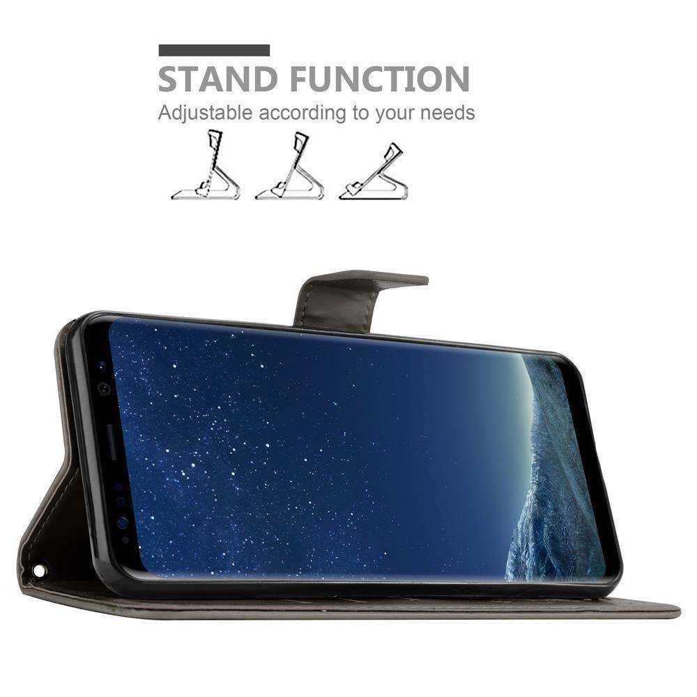 Cadorabo Hülle für Samsung Galaxy S8 Schutz Hülle in Grau Schutzhülle Handy Hülle Etui Case Blumen Flower